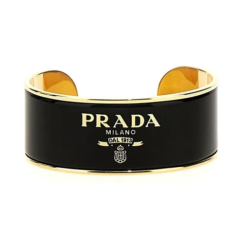 Trang sức Prada Vòng đeo tay - Vòng Đeo Tay Nữ Prada Enameled Metal Bracelet Màu Đen Size M - Vua Hàng Hiệu