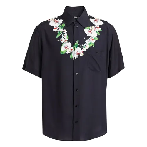 Thời trang Áo sơ mi - Áo Sơ Mi Nam Dolce & Gabbana D&G Flower In Black G5GJ7T FP8EO HNIH1 Màu Đen Size 39 - Vua Hàng Hiệu