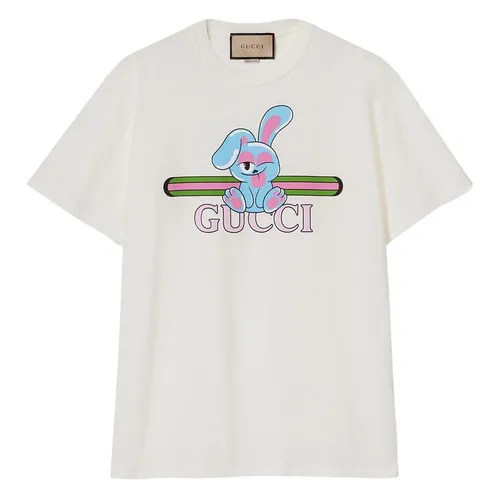 Thời trang Gucci - Áo Phông Gucci Cotton Jersey Printed TShirt Off White 776596-XJGHQ-9095 Màu Trắng Size XS - Vua Hàng Hiệu