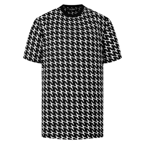Thời trang Dolce & Gabbana Áo phông - Áo Phông Nam Dolce & Gabbana D&G Black With White Pattern Printed Tshirt G8GH3T FS7OY HN016 Màu Đen Họa Tiết Size 44 - Vua Hàng Hiệu