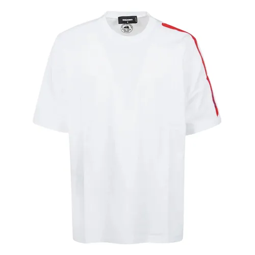 DSquared2 Áo phông - Áo Phông Nam Dsquared2 White With Bands And Logo S74GD1103 S22427 100 Tshirt Màu Trắng Size XS - Vua Hàng Hiệu