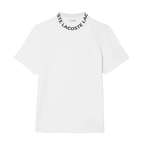 Thời trang - Áo Phông Nam Lacoste Straight-Leg Tshirt Stretch Fabric Jacquard Collar TH9582 51 001 Màu Trắng Size 4 - Vua Hàng Hiệu