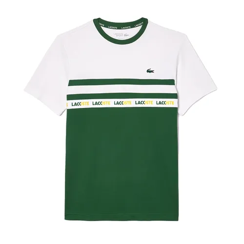 Lacoste Trắng Phối Xanh Lá - Áo Phông Nam Lacoste Ultra-dry Logo Stripe Pique Tennis Tshirt TH7515 291 Màu Trắng Xanh Lá Size 3 - Vua Hàng Hiệu