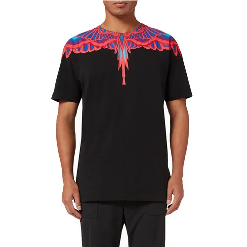 Marcelo Burlon - Áo Phông Nam Marcelo Burlon Curved Wings T-shirt in Cotton Jersey Màu Đen Size XS - Vua Hàng Hiệu