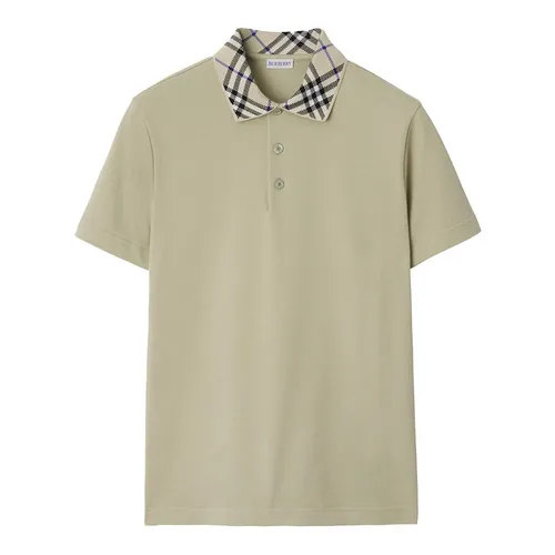 Thời trang - Áo Polo Nam Burberry Cotton With Plaid Collar 8103866 Màu Be Size XS - Vua Hàng Hiệu