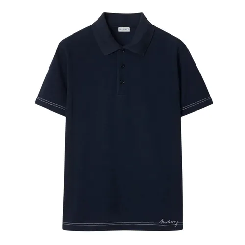 Thời trang - Áo Polo Nam Burberry Logo Embroidered In Navy Polo 8094773 Màu Xanh Navy Size XS - Vua Hàng Hiệu