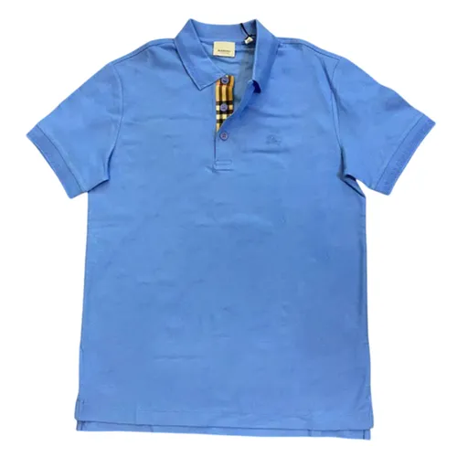 Thời trang - Áo Polo Nam Burberry Monogram Motif Cotton Piqué Màu Xanh Blue Size XS - Vua Hàng Hiệu