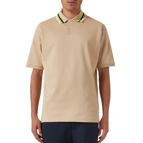 Thời trang Gucci - Áo Polo Nam Gucci Embroidered Logo Polo Shirt In Cotton Màu Be Size XS - Vua Hàng Hiệu