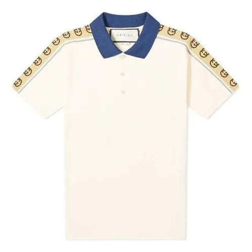 Thời trang Gucci - Áo Polo Nam Gucci Interlock Double G Stripe Short Sleeve Shirt Ivory 598949-XJB0Q-9247 Màu Trắng Ngà Size XS - Vua Hàng Hiệu
