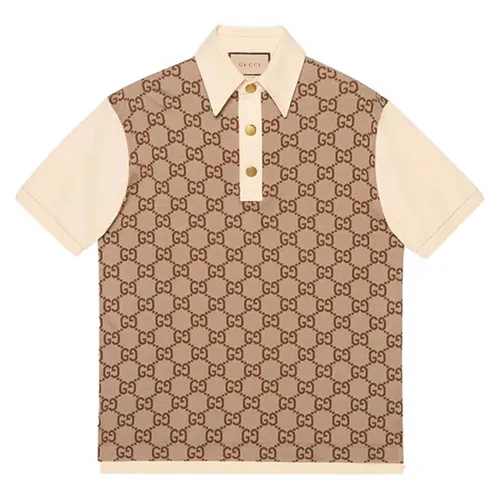 Thời trang Gucci - Áo Polo Nam Gucci Jumbo GG Cotton Silk Jacquard 682015 XJD1F 2270 Màu Nâu Size S - Vua Hàng Hiệu