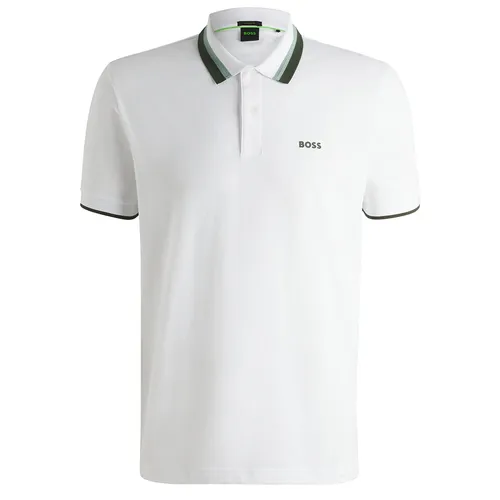 Hugo Boss - Áo Polo Nam Hugo Boss Men's Paddy Active Shirt With Contrast Stripes White 50538101-100 Màu Trắng Size S - Vua Hàng Hiệu