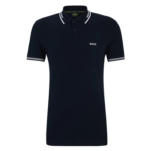 Hugo Boss - Áo Polo Nam Hugo Boss Stretch-cotton Slim-fit Polo Shirt With Branding 50506193 402 Màu Xanh Đen Size S - Vua Hàng Hiệu