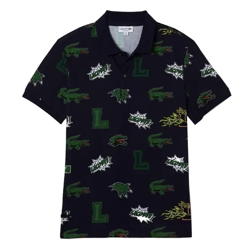 Áo Polo Nam Lacoste Regular Fit Crocodile Print PH1464-00 Màu Xanh Navy Size 3 - Thời trang - Vua Hàng Hiệu