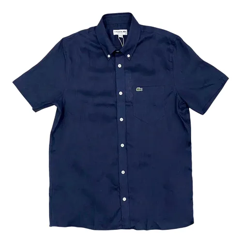 Áo Sơ Mi Cộc Tay Nam Lacoste Men's Regular Fit Short Sleeve Oxford Shirt CH1917 F2W Màu Xanh Navy Size 39