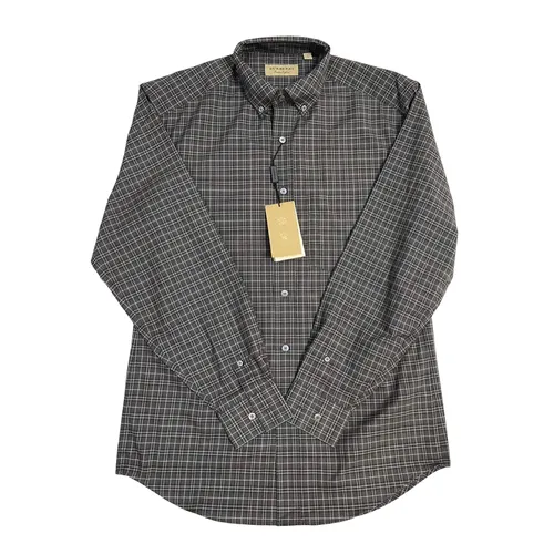 Thời trang Burberry Áo sơ mi - Áo Sơ Mi Dài Tay Nam Burberry Check Shirt Màu Xám Đậm Size M - Vua Hàng Hiệu