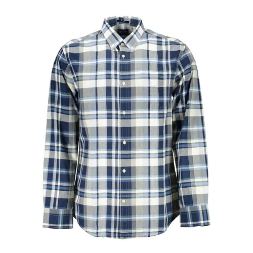 Gant - Áo Sơ Mi Dài Tay Nam Gant 19013015930 Màu Xanh Kẻ Size S - Vua Hàng Hiệu