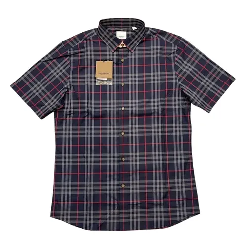 Thời trang Burberry Áo sơ mi - Áo Sơ Mi Nam Cộc Tay Burberry Check Poplin Short Sleeve Shirt Kẻ Phối Màu Size S - Vua Hàng Hiệu