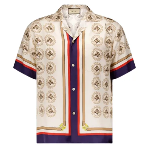 Thời trang Gucci - Áo Sơ Mi Nam Gucci Horse Graphic Silk 740319 Màu Kem Size 46 - Vua Hàng Hiệu