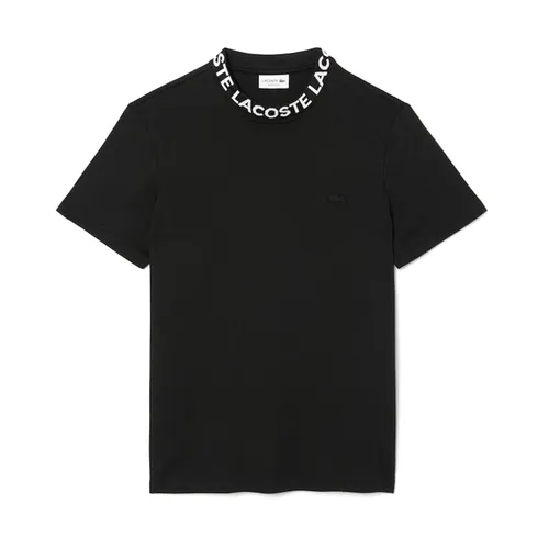 Thời trang - Áo Phông Nam Lacoste Straight-Leg Tshirt Stretch Fabric Jacquard Collar TH9582 51 031 Màu Đen Size 4 - Vua Hàng Hiệu