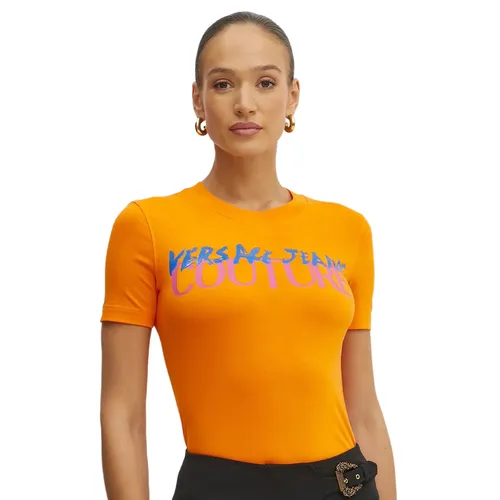 Thời trang - Áo Thun Nữ Versace Jeans Couture T-Shirt 78HAHE06 CJ02E 565 Màu Vàng Cam Size XS - Vua Hàng Hiệu