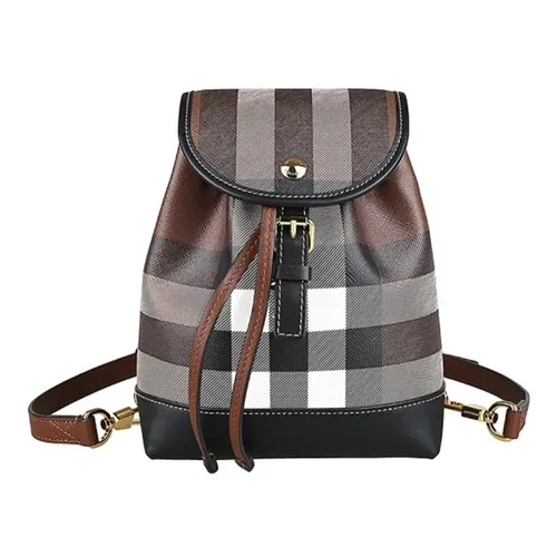 Túi xách - Balo Nữ Burberry Brown Check And Leather Micro Backpack Kẻ Nâu - Vua Hàng Hiệu