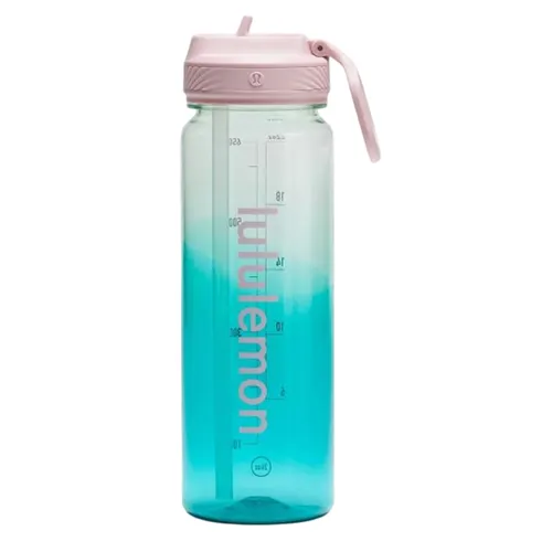 Lululemon - Bình Nước Lululemon Water Bottle Back To Life Clear Bottle Straw Lid Blue Sea Mist/ Sonic Teal/Pink Haze Màu Xanh Hồng 710ml - Vua Hàng Hiệu