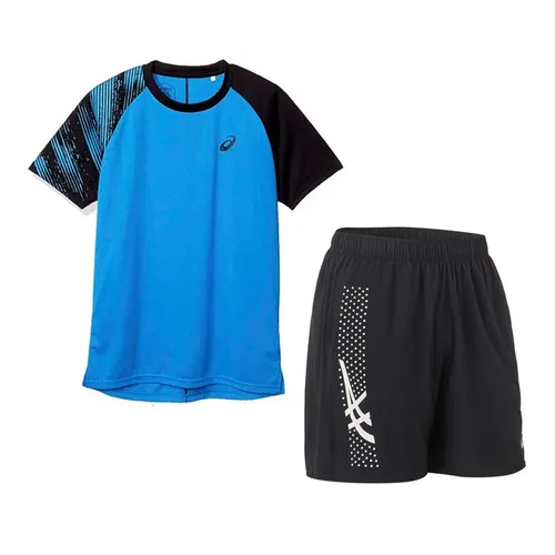 Asics - Bộ Thể Thao Nam Asics Club Short Sleeve Top Tennis Soft Slim Màu Xanh Blue Size S (Form Âu) - Vua Hàng Hiệu