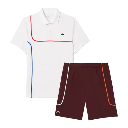 Bộ Thể Thao Nam Lacoste Regular Fit Ultra Dry Piqué Tennis/Pickleball DH7362 800/GH7460 BZD Màu Trắng Đỏ Size 6