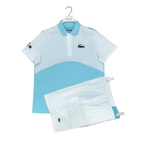 Bộ Thể Thao Nam Lacoste Sport Tennis/Pickleball Miami Open Ultra Dry Colorblock Màu Trắng Xanh Dương Size 5