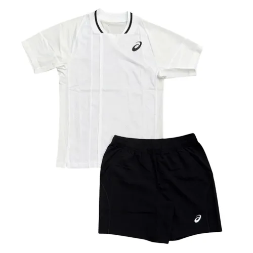 Asics - Bộ Thể Thao Nam Asics Match Actibreeze SS Top Tennis Short Màu Trắng Đen Size S (Form Á) - Vua Hàng Hiệu