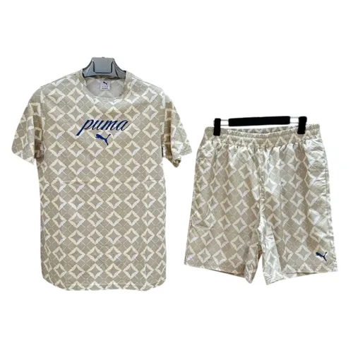 Thời trang - Bộ Thể Thao Nam Puma Men's Short Tee With Graphic Print Màu Be Họa Tiết Size S (Form Âu) - Vua Hàng Hiệu