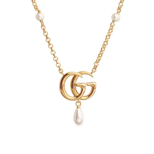 Trang sức Ý - Dây Chuyền Nữ Gucci GG Marmont Brass Pendant Necklace Màu Vàng Gold - Vua Hàng Hiệu