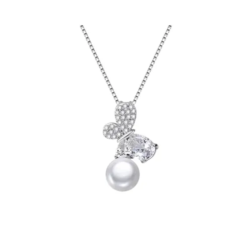 Trang sức Bạc - Dây Chuyền Nữ Kya Jewel Radiant Butterfly Pearl JSN9 Màu Bạc - Vua Hàng Hiệu