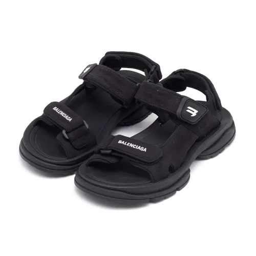 Dép - Dép Sandal Balenciaga Black Fabric Ankle Strap Sandals Màu Đen Size 36 - Vua Hàng Hiệu