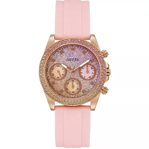 Đồng hồ Guess - Đồng Hồ Nữ Guess GW0032L4 Đính Đá Đa Sắc Rose Gold 6 Kim 38mm Màu Hồng - Vua Hàng Hiệu