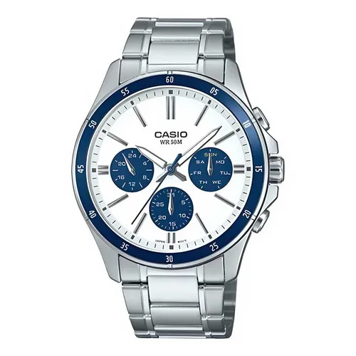 Carnival - Đồng Hồ Nam Casio MTP 1374D 7A2VDF Màu Bạc Xanh - Vua Hàng Hiệu