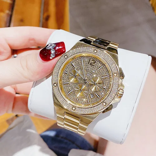 Đồng hồ Vàng - Đồng Hồ Nam Michael Kors MK8990 Lennox Pave Chronograph Watch Watch 45mm Màu Vàng - Vua Hàng Hiệu