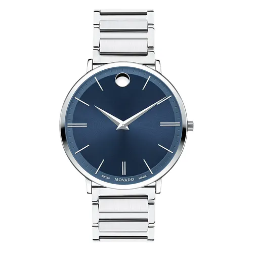 Movado - Đồng Hồ Nam Movado Ultra Slim Quartz 0607168 Watch Màu Xanh Bạc - Vua Hàng Hiệu
