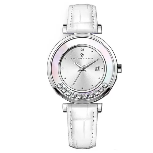 Đồng hồ - Đồng Hồ Nữ Christian Van Sant Bria Silver Dial Watch CV3811 Màu Trắng - Vua Hàng Hiệu