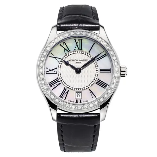 Đồng hồ - Đồng Hồ Nữ Frederique Constant Classics Quartz Ladies FC-220MPW3BD26 Màu Đen Trắng - Vua Hàng Hiệu