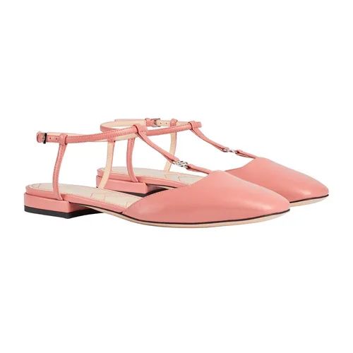 Giày Gucci - Giày Bệt Nữ Gucci Ballet Flat With Double G Màu Hồng Size 35.5 - Vua Hàng Hiệu
