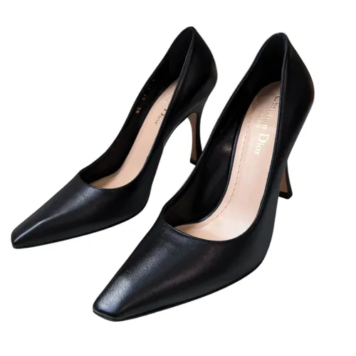 Giày Nữ - Giày Cao Gót Nữ Christian Dior Square Toe Pumps In Black Leather Màu Đen Size 37.5 - Vua Hàng Hiệu