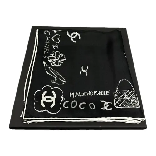 Thời trang Nữ Đen - Khăn Chanel Silk Neckerchief Màu Đen - Vua Hàng Hiệu