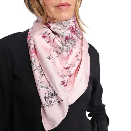 Thời trang Dior - Khăn Nữ Dior D-Floral 90 Square Scarf Màu Hồng - Vua Hàng Hiệu