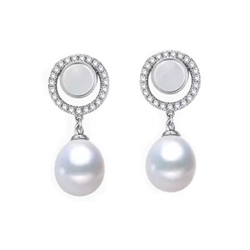 Trang sức Trắng - Khuyên Tai Nữ Kya Jewel Circle Pearl JSE8 Màu Trắng - Vua Hàng Hiệu