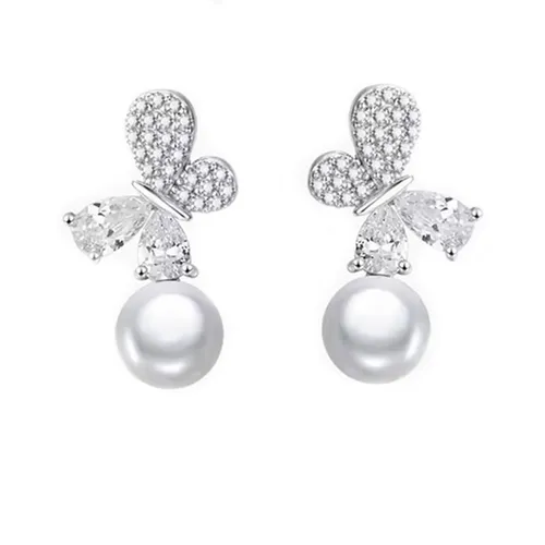 Trang sức - Khuyên Tai Nữ Kya Jewel Radiant Butterfly Pearl JSE9 Màu Bạc - Vua Hàng Hiệu