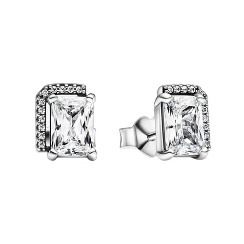 Trang sức - Khuyên Tai Nữ Pandora Rectangular Sparkling Halo Stud Earrings 292380C01 Màu Bạc Trắng - Vua Hàng Hiệu