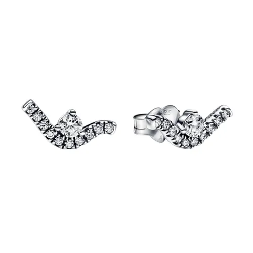 Trang sức - Khuyên Tai Nữ Pandora Sparkling Wave Stud Earrings Sterling Silver Sparkling Wave With Clear Zirconia 292544C01 Màu Bạc Trắng - Vua Hàng Hiệu