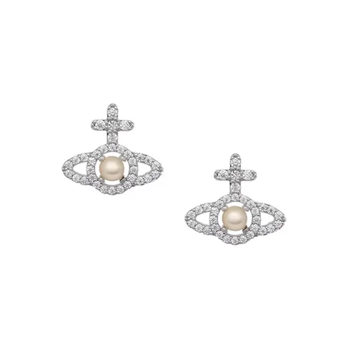Vivienne Westwood Khuyên tai - Khuyên Tai Nữ Vivienne Westwood Olympia Pearl Màu Bạc - Vua Hàng Hiệu