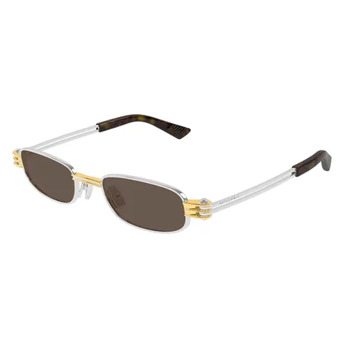 Bottega Veneta - Kính Mát Bottega Veneta BV1381S 001 Silver Brown Lens Sunglasses Màu Nâu Bạc - Vua Hàng Hiệu